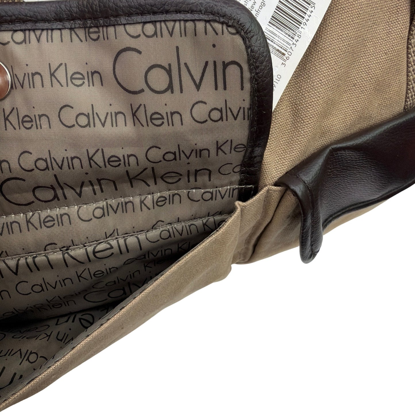 Calvin Klein Tan Canvas Travel Duffle Bag with Black Trim Gift With Purchase