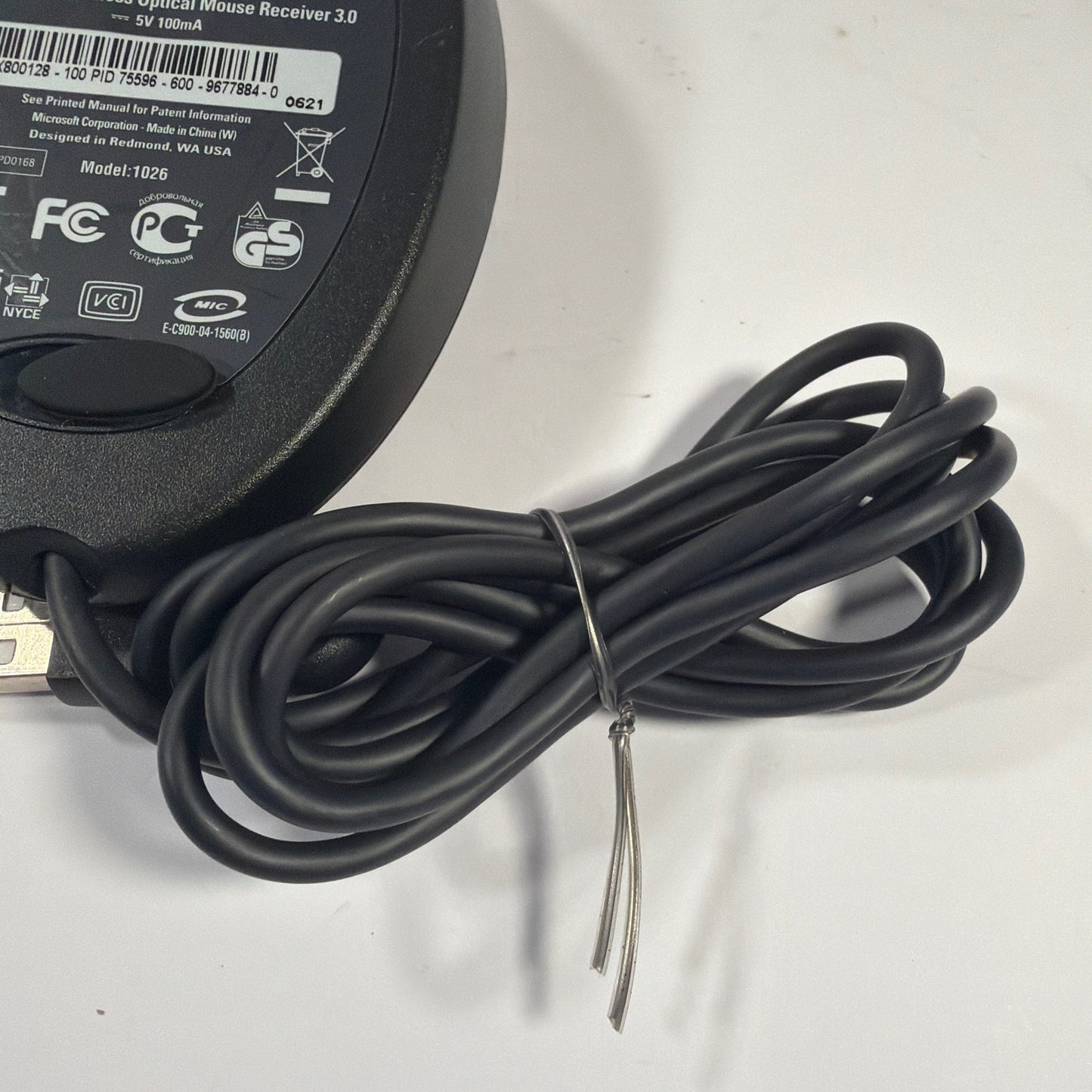 Microsoft Wireless Optical Mouse Receiver 3.0 Model 1026 USB Receiver Black