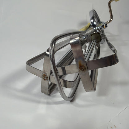 Maynard Manual Hand Crank Egg Beater Mixer Yellow Handle Chrome Cracked Handle