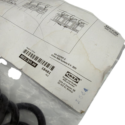 Lot of 2 IKEA SYRLIG Curtain Rings with Clips & Hooks Black 38 mm 802.240.96