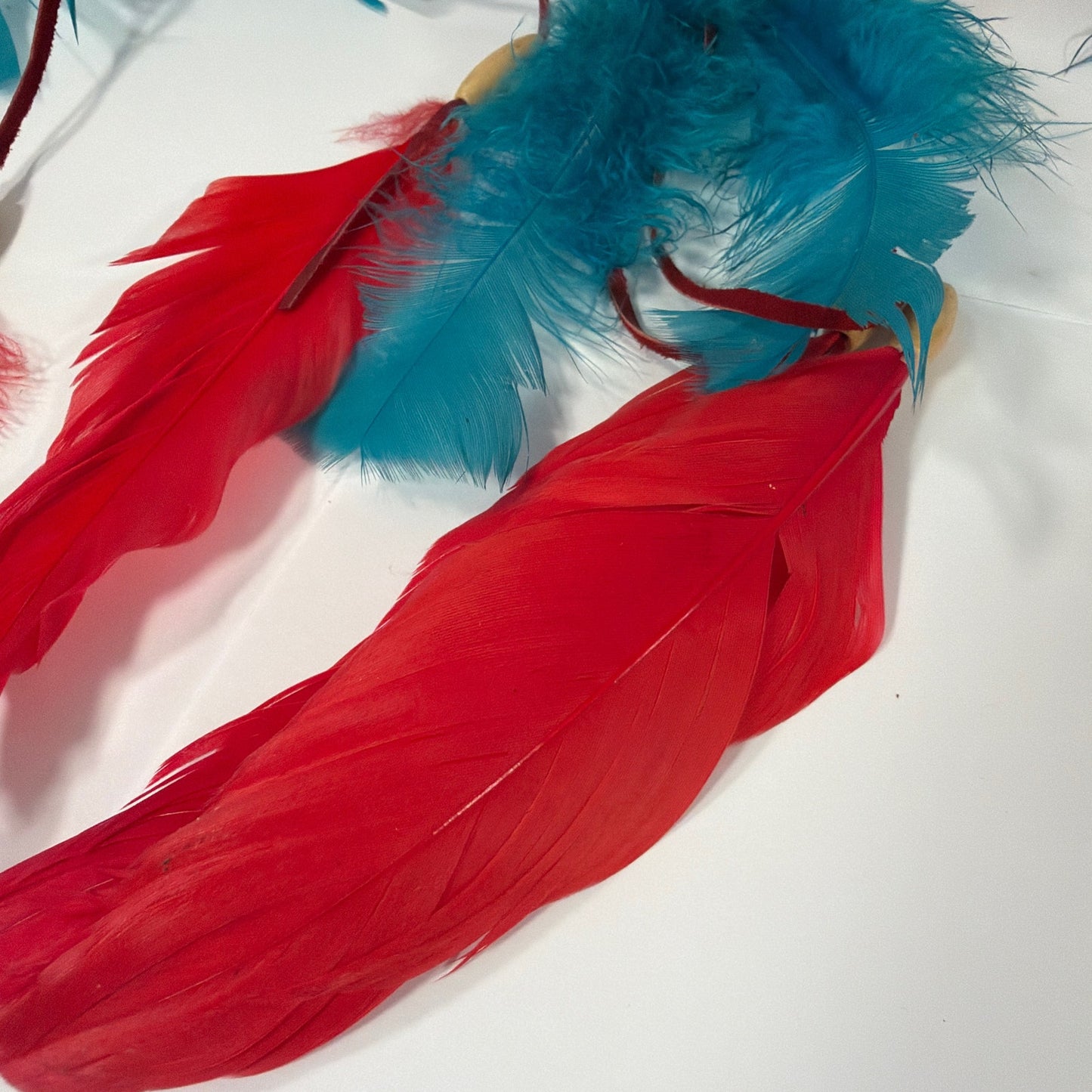 12 Inch Dreamcatcher Wall Hanging Red Hoop with Blue and Red Feathers