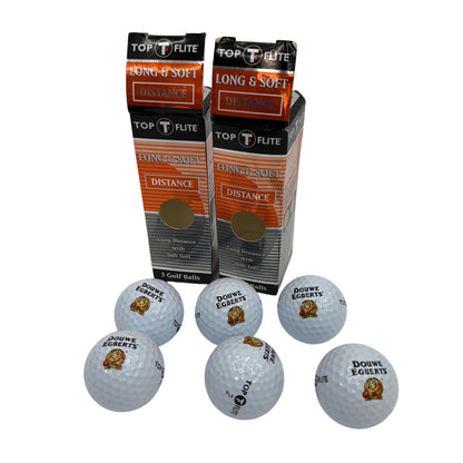 Top Flite Long & Soft Distance Golf Balls Douwe Egberts Logo Lot of 6