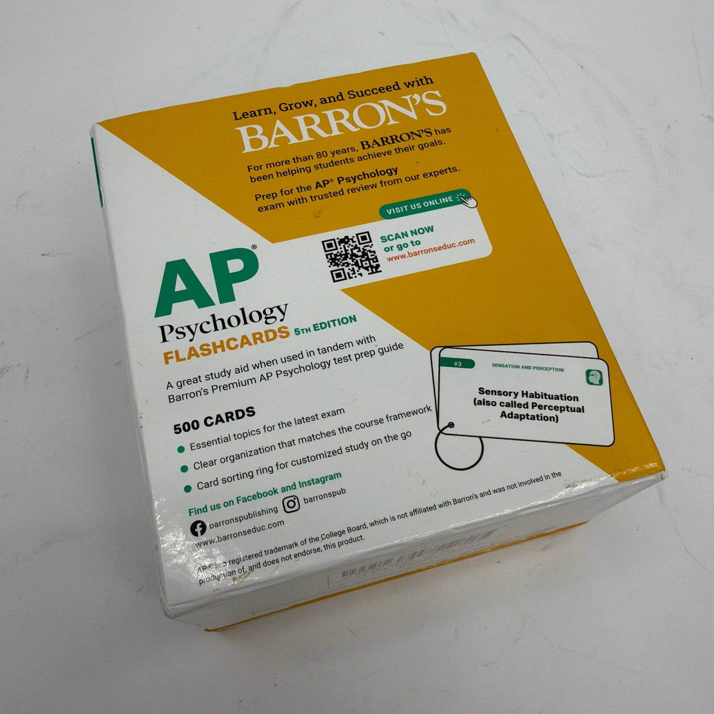 Barron’s AP Psychology Flashcards 5th Edition 500-Card Set with Sorting Ring