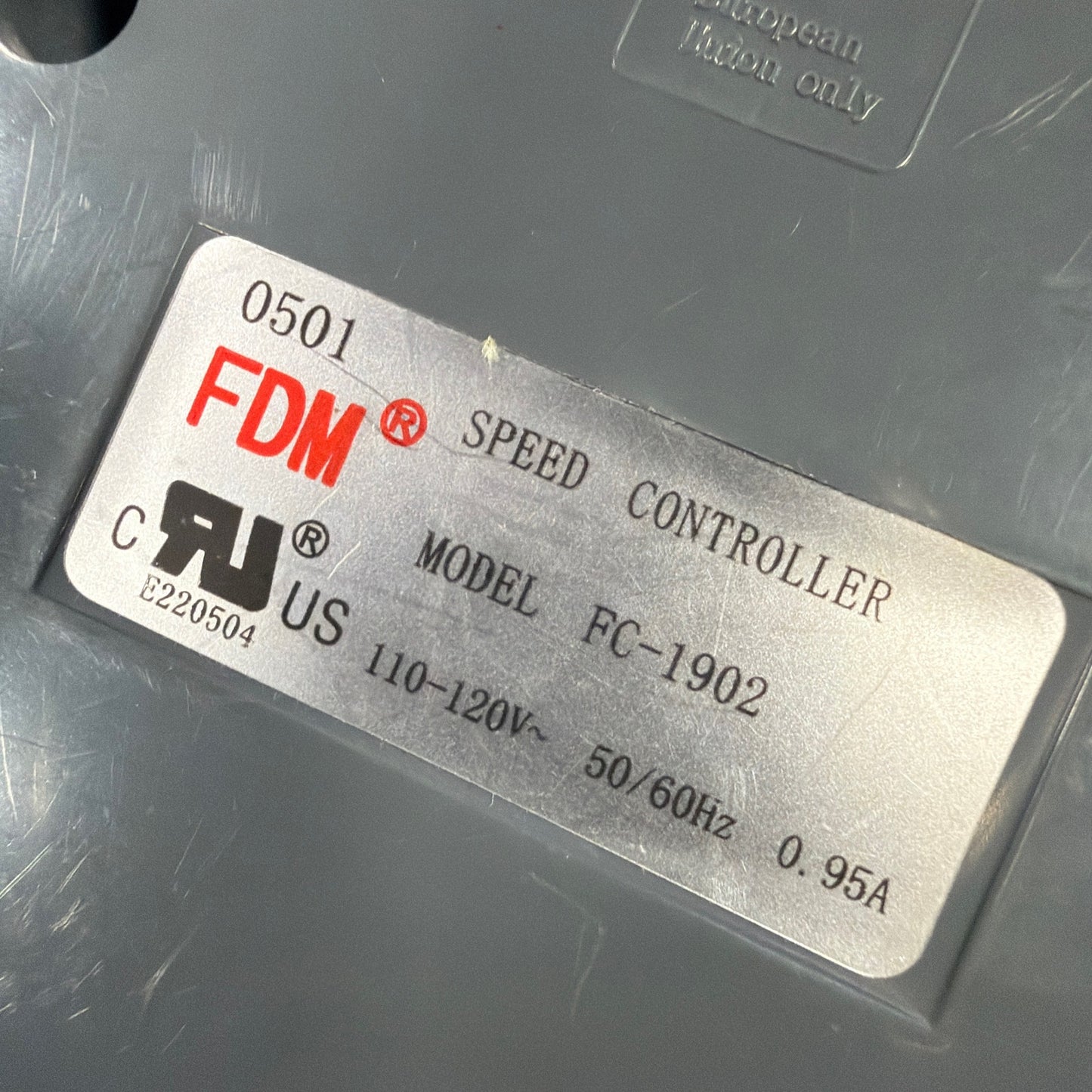 FDM FC-1902 Speed Controller Foot Pedal 110-120V w/ Power Cord Gray