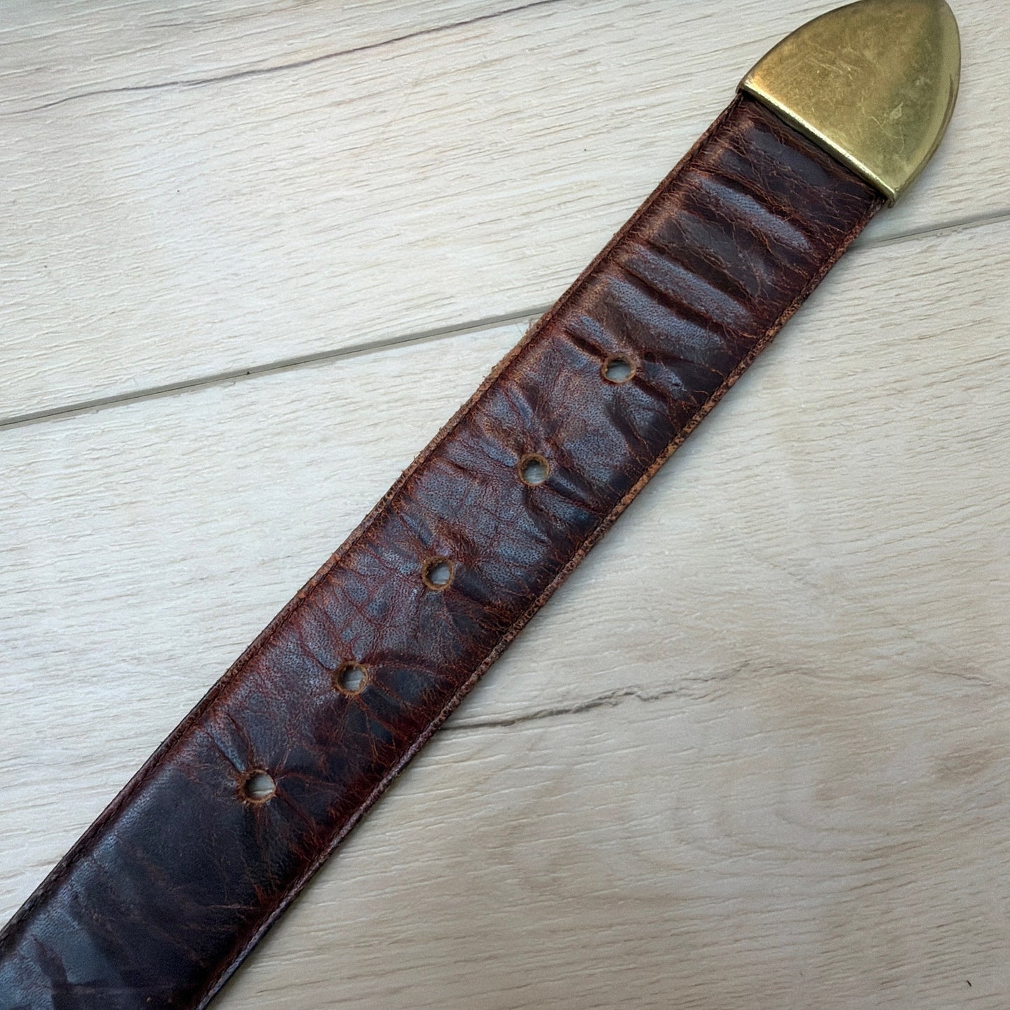 The Ritz Accessories Collection Genuine Leather Belt Brown Brass Buckle Size M ￼