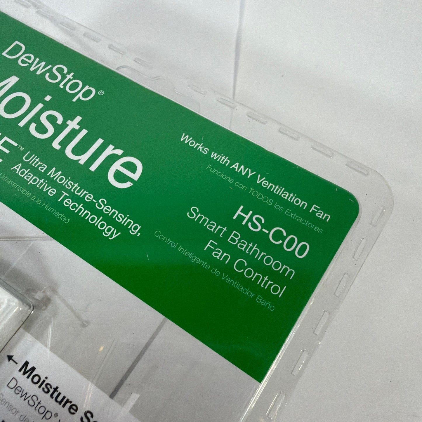 DewStop Moisture HS-C00-W7 Smart Bathroom Fan Control Switch White