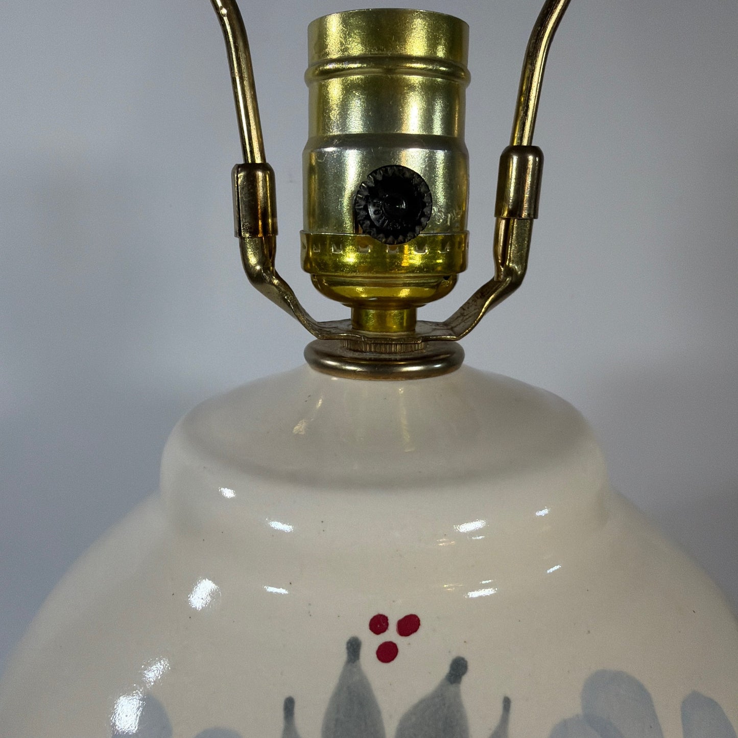 Vintage Ceramic Table Lamp Base Blue Heart Floral Pattern 22.5 in