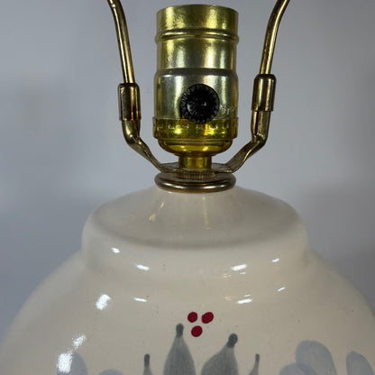 Vintage Ceramic Table Lamp Base Blue Heart Floral Pattern 22.5 in