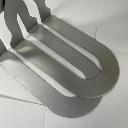 Metal Stick Figure Bookends Pair 7 Inch Tall Silver