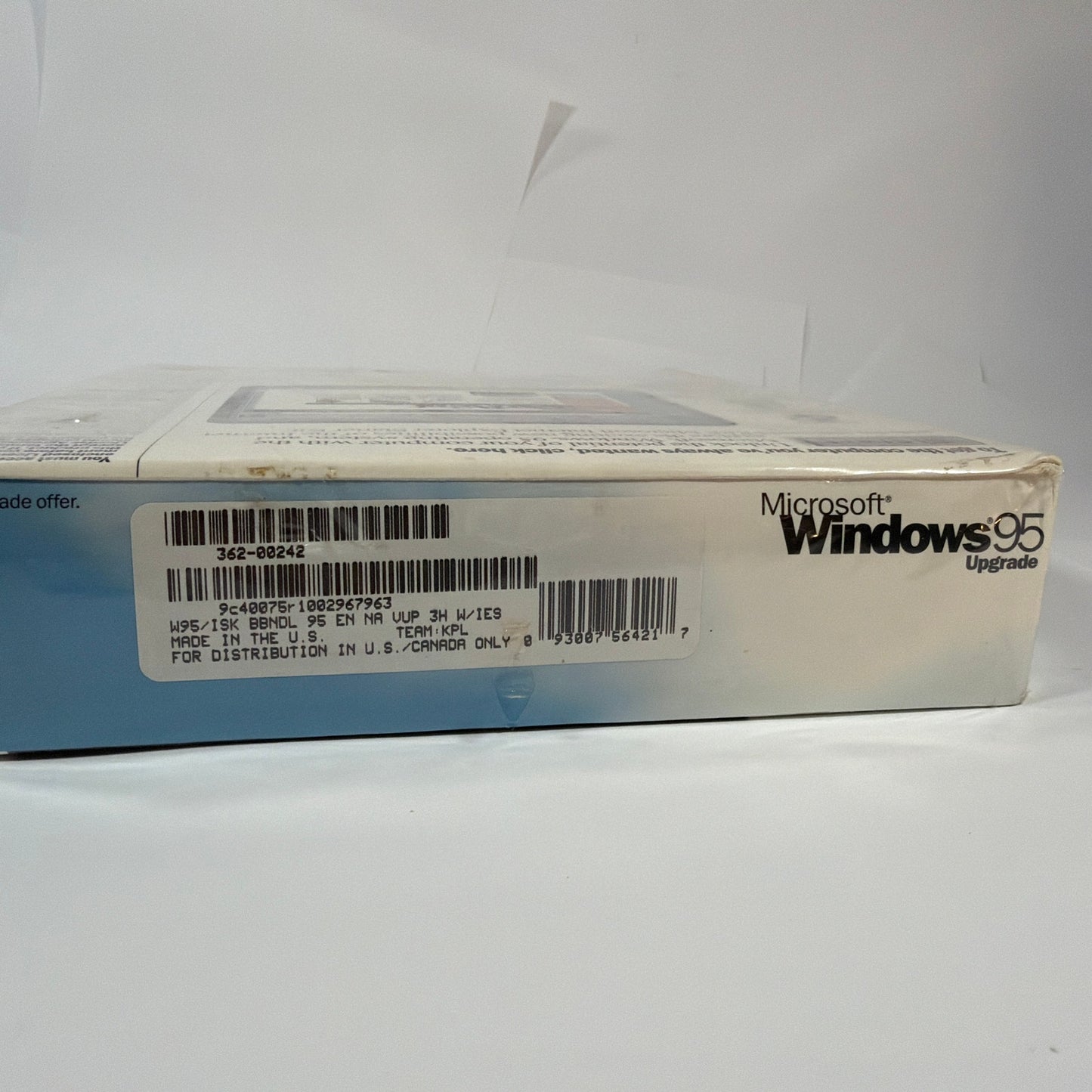 Microsoft Windows 95 Upgrade 3.5-Inch Floppy Big Box Sealed Part No. 94258
