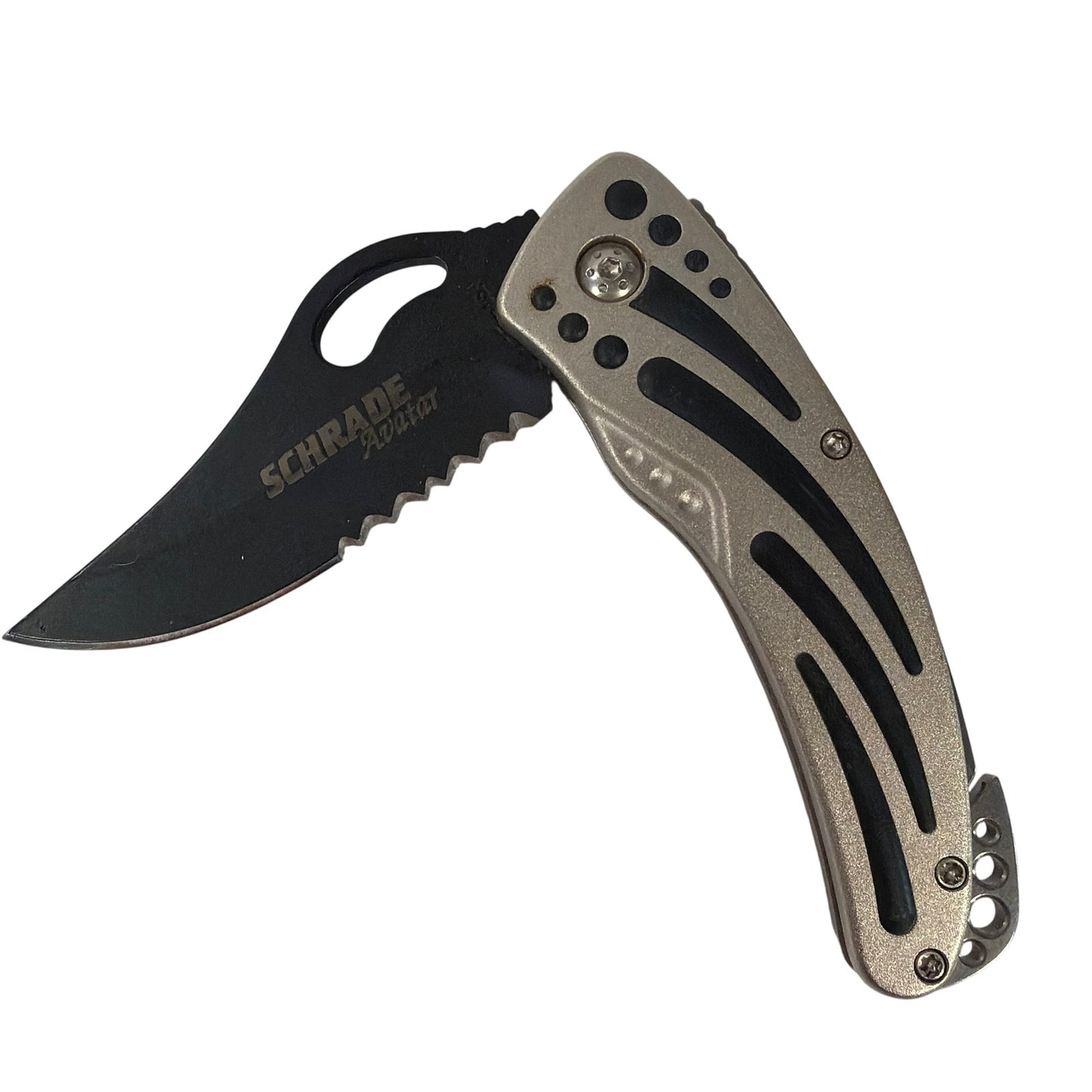 Schrade Aviator Folding Pocket Knife Partially Serrated Black Blade
