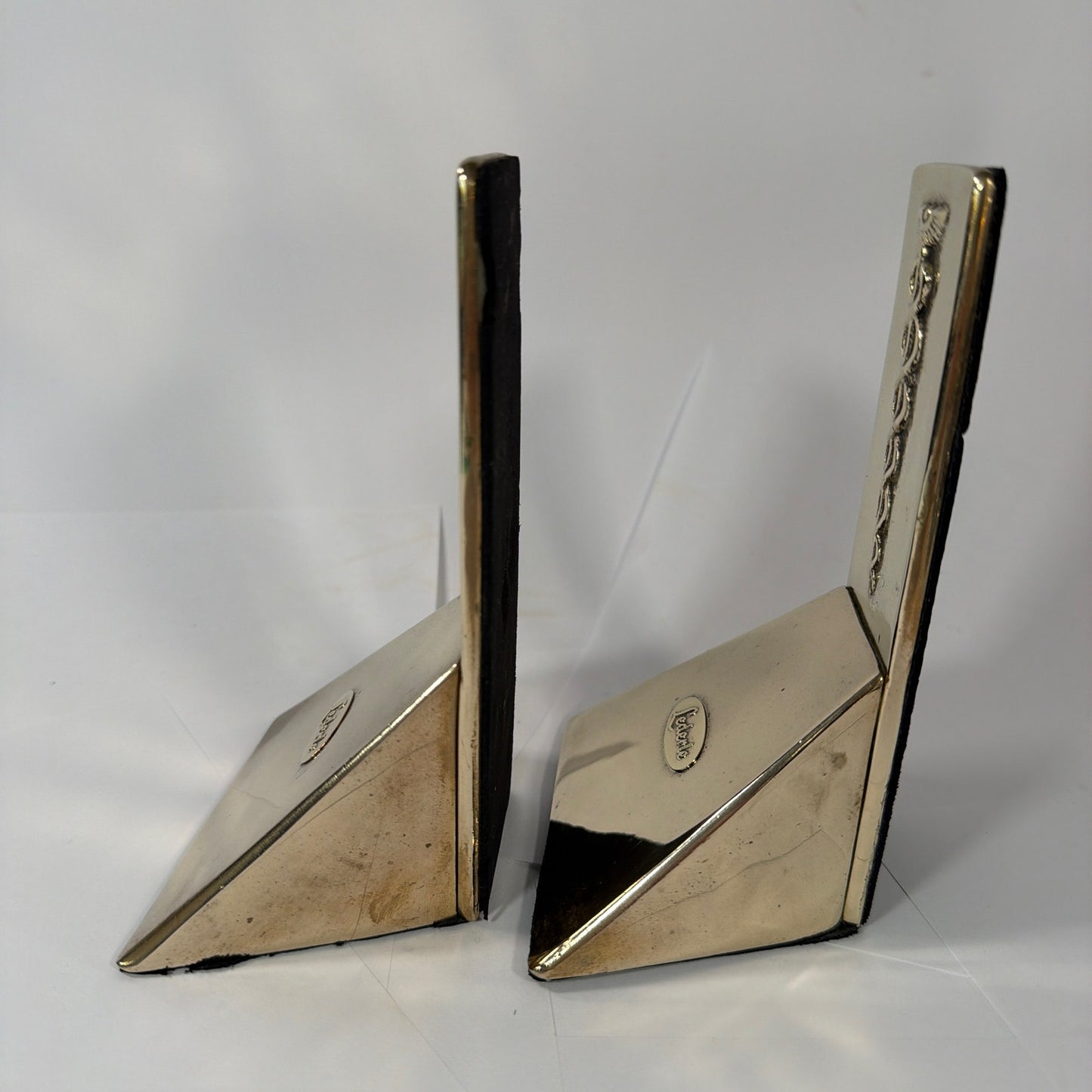 Lederle Caduceus Medical Bookends Pair Silver/Gold Tone Metal