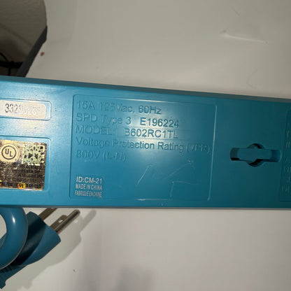 CyberPower B602RC1TL Surge Protector Power Strip Blue/Teal Tested Working