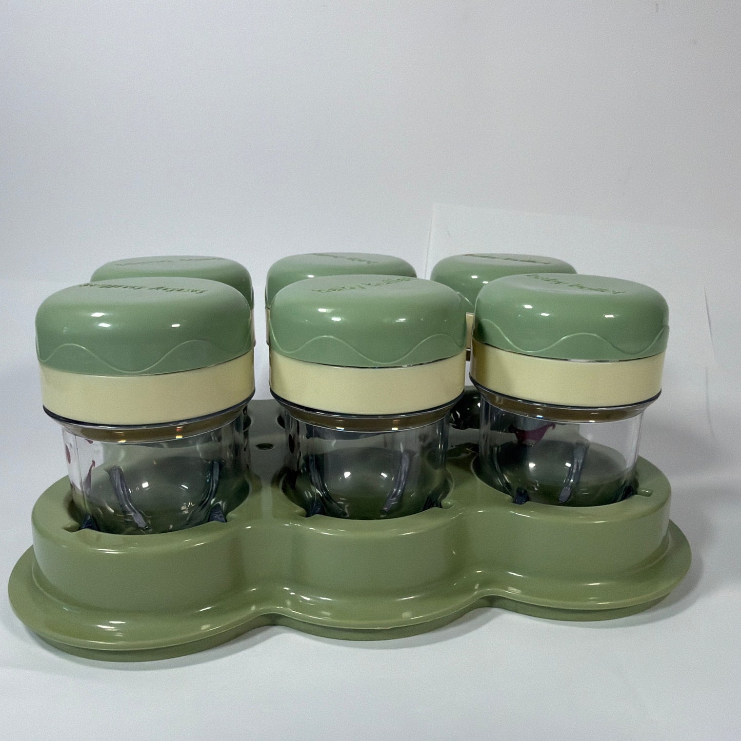 Baby Bullet Baby Food Storage Cups Set of 6 with Tray Green/Cream