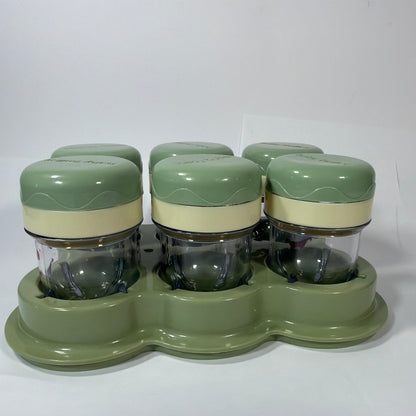 Baby Bullet Baby Food Storage Cups Set of 6 with Tray Green/Cream