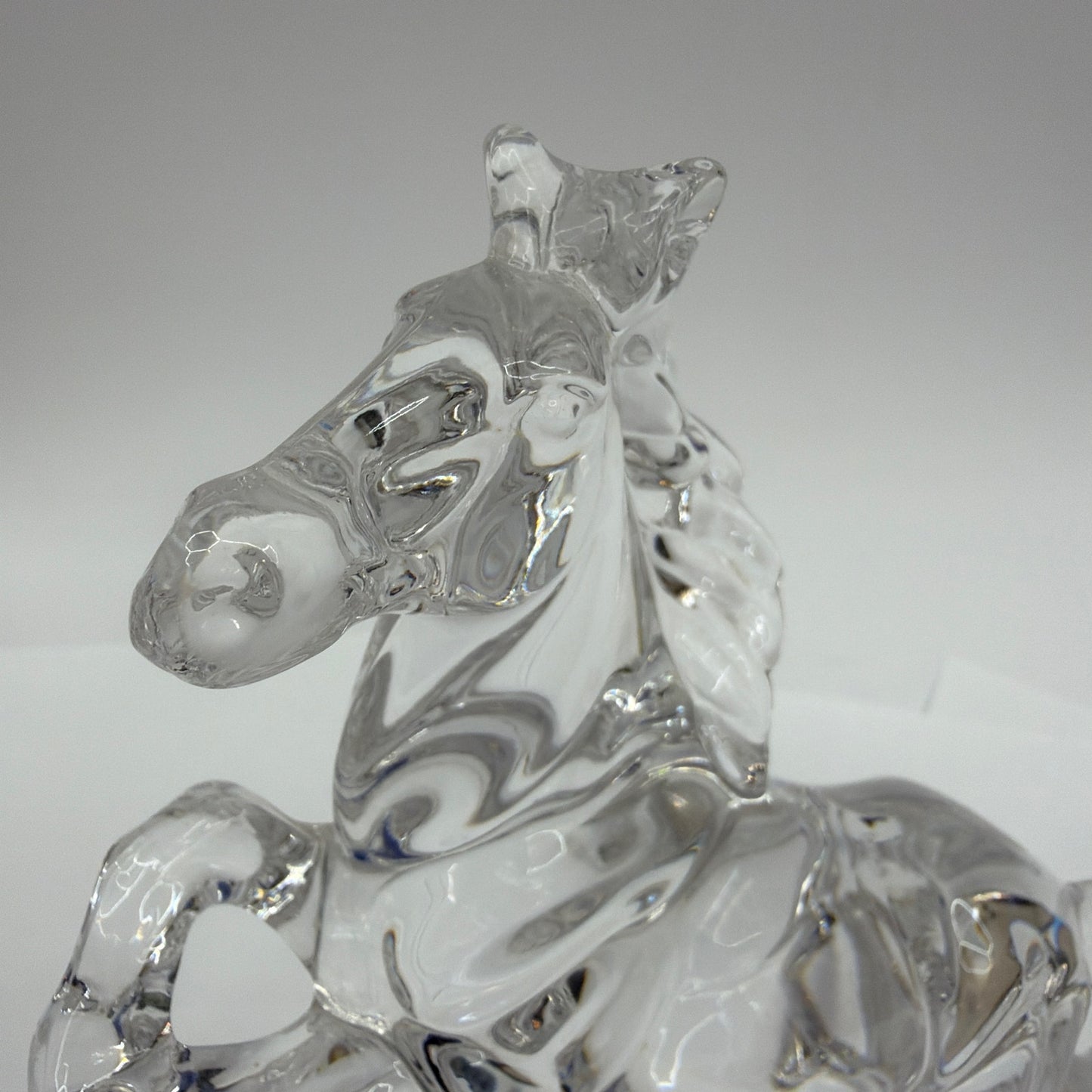 Clear Glass Rearing Horse Figurine 7 1/4 in Tall
