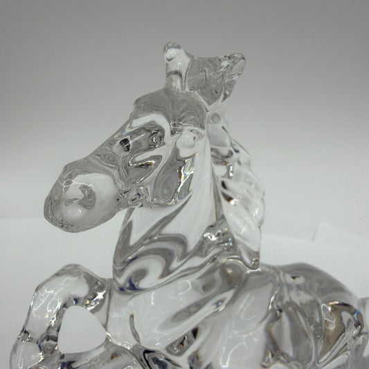 Clear Glass Rearing Horse Figurine 7 1/4 in Tall