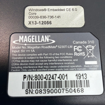 Magellan RoadMate 5230T-LM 5" Touchscreen GPS Navigator with Car Charger