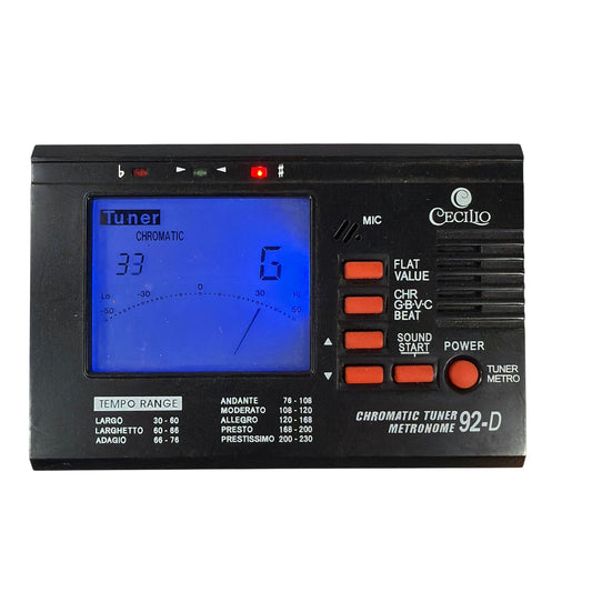 Cecilio 92-D Chromatic Tuner Metronome Combo Black LCD