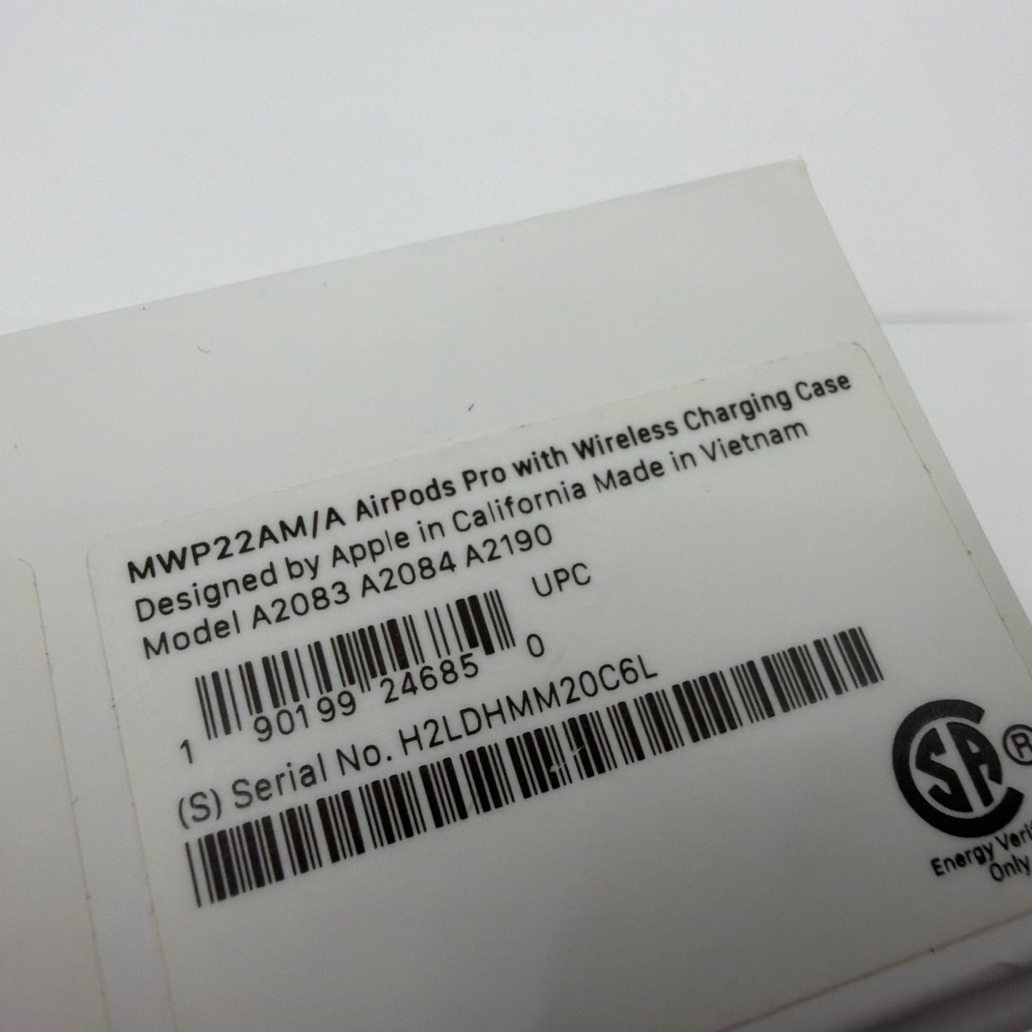 Apple AirPods Pro MWP22AM/A Empty Box Only with Inserts & Tips