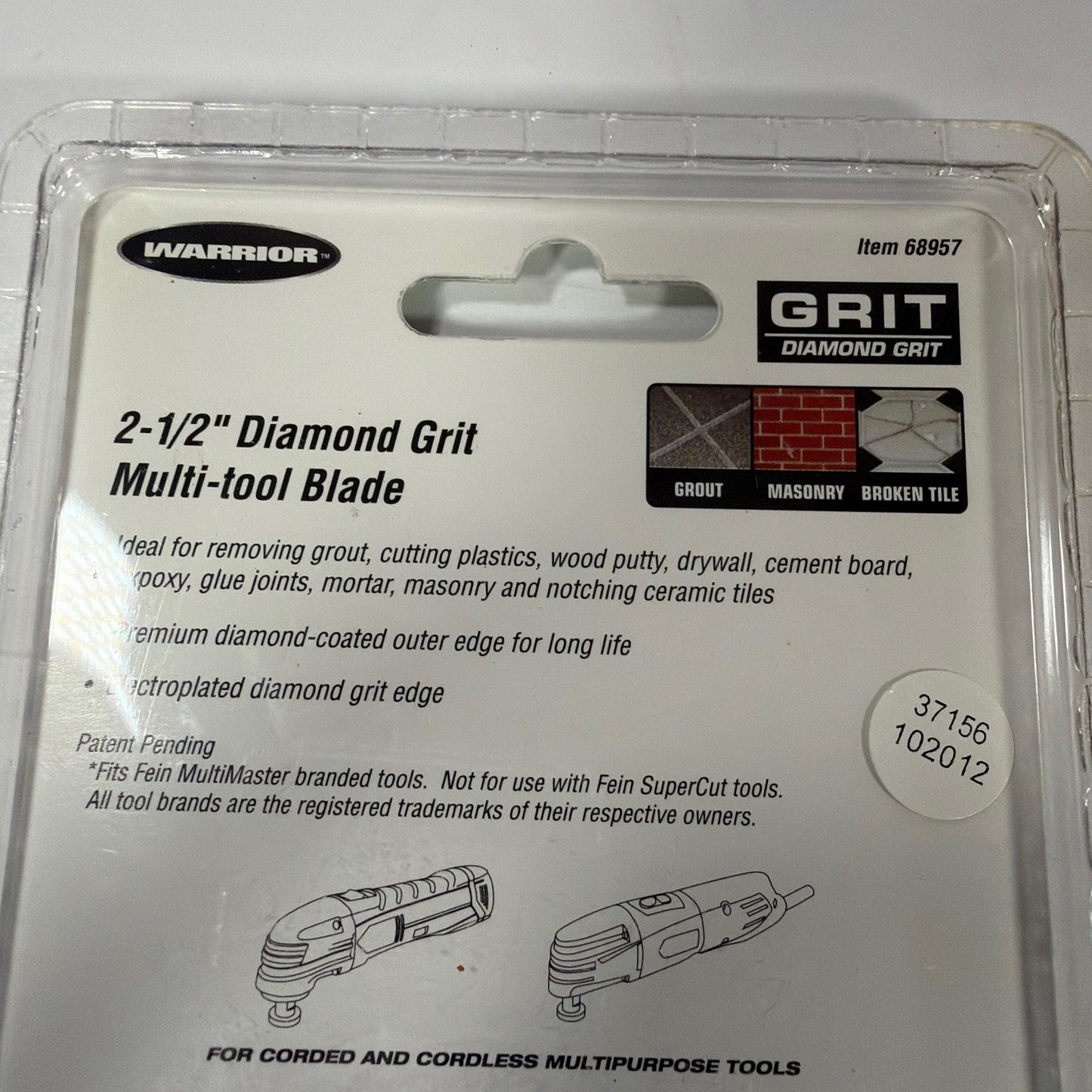 Lot of 2 Warrior GRIT 2-1/2 in Diamond Grit Multi-Tool Blade 68957