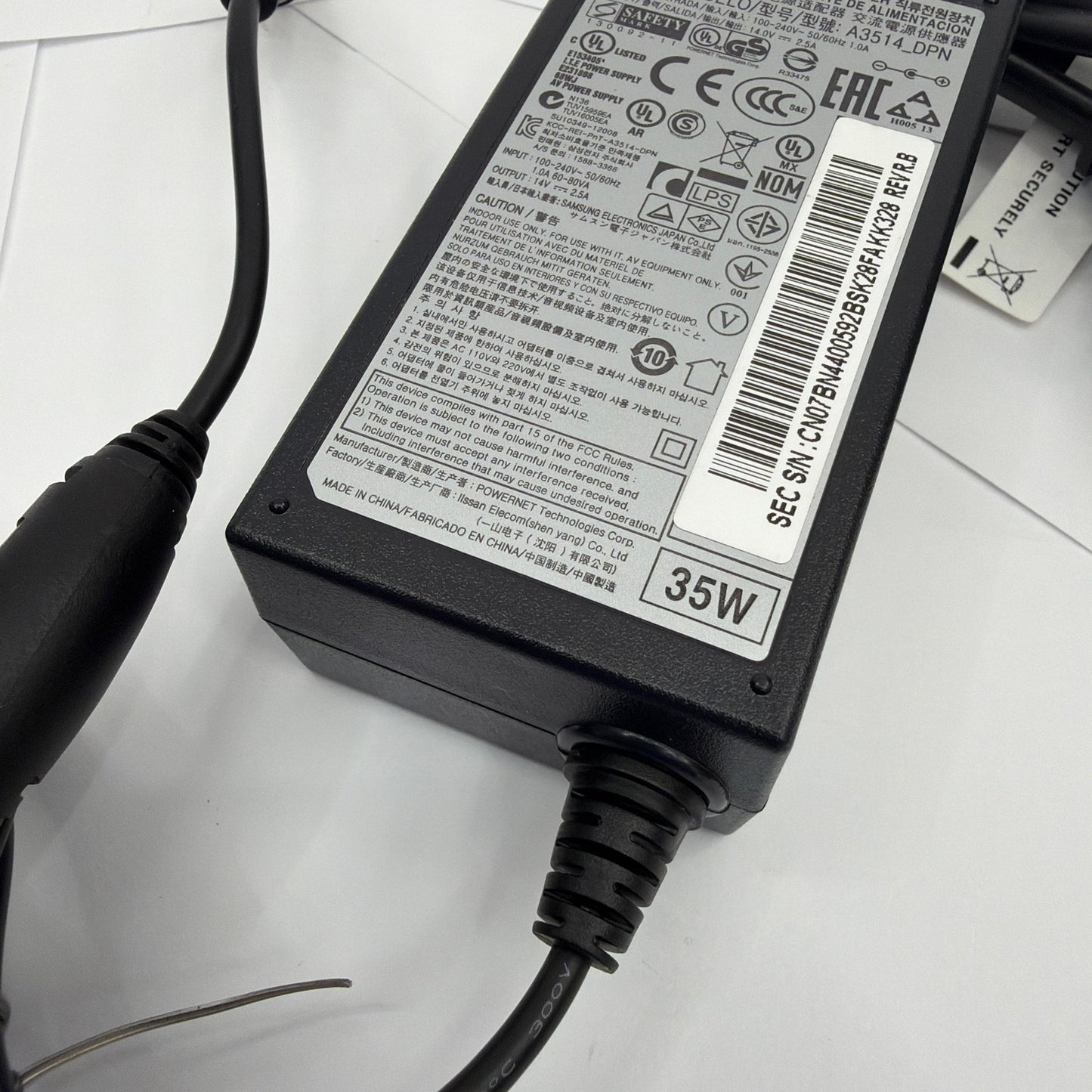 Samsung A3514_DPN 35W 14V 2.5A AC/DC Power Adapter with Power Cord Tested