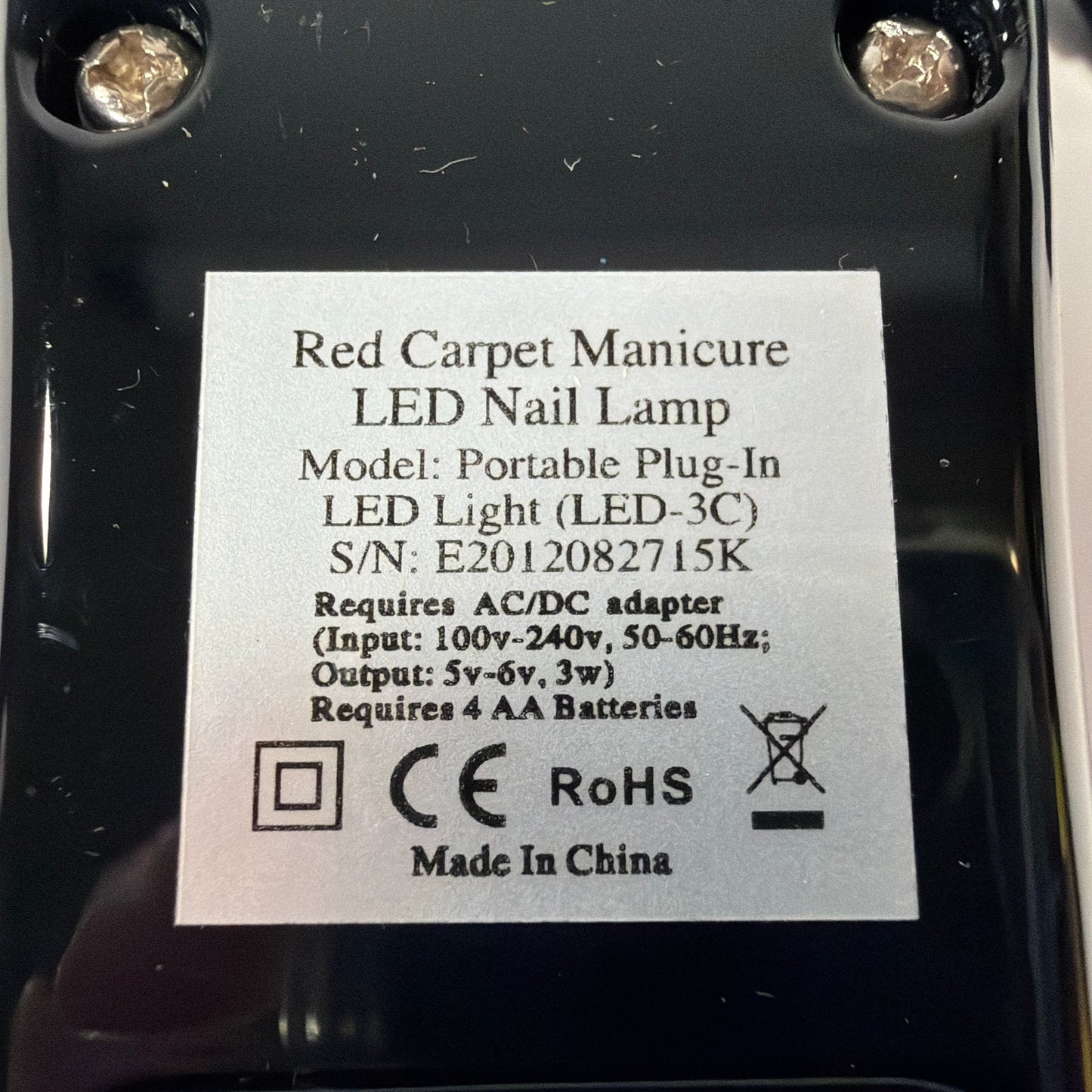 Red Carpet Manicure Portable Plug-In LED Nail Lamp LED-3C Black