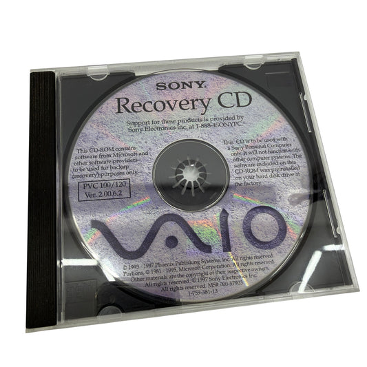Sony VAIO Recovery CD PVC100/120 Ver 2.00 6.2 1-759-381-13