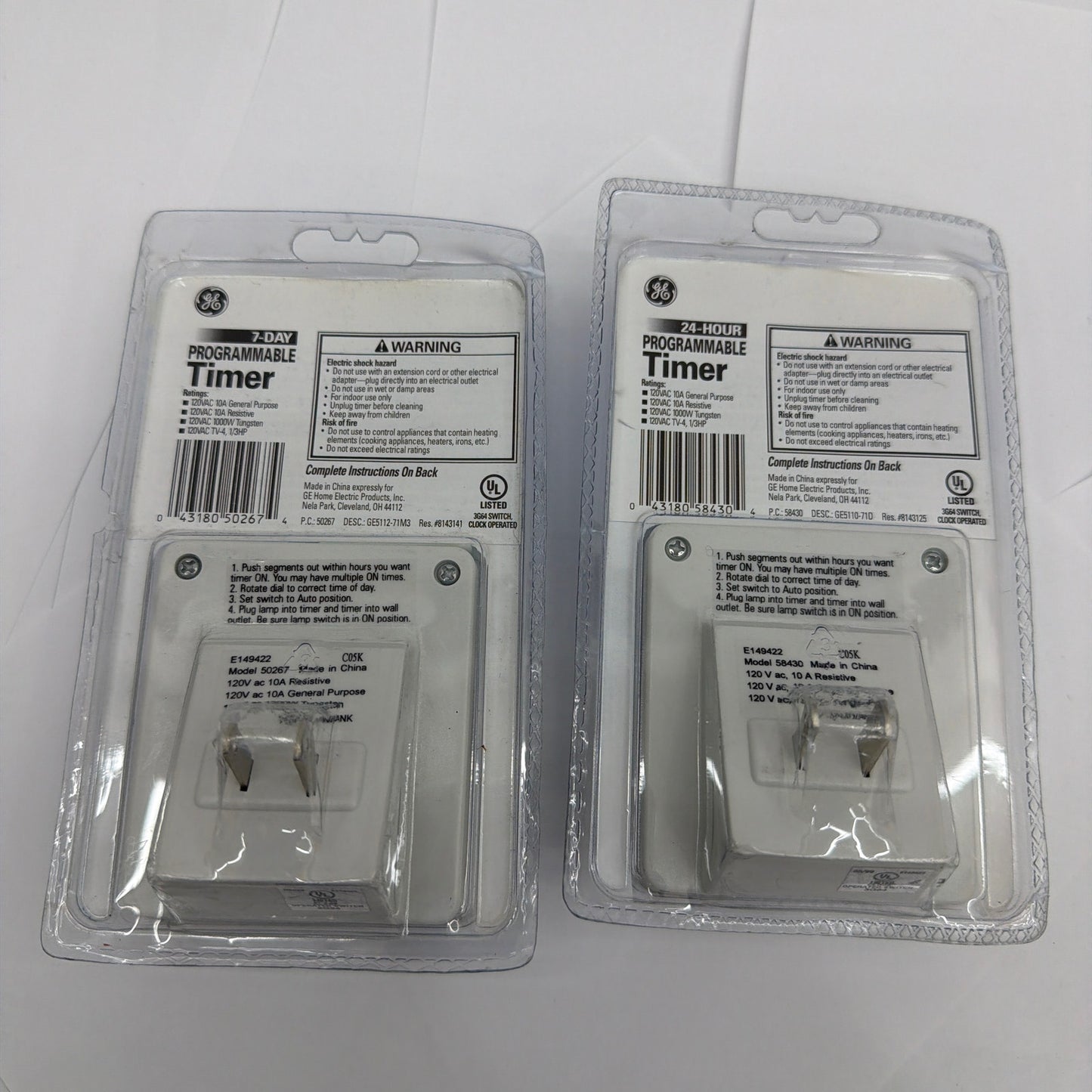 GE 7-Day & 24-Hour Programmable Plug-In Timer Lot of 2 Sealed