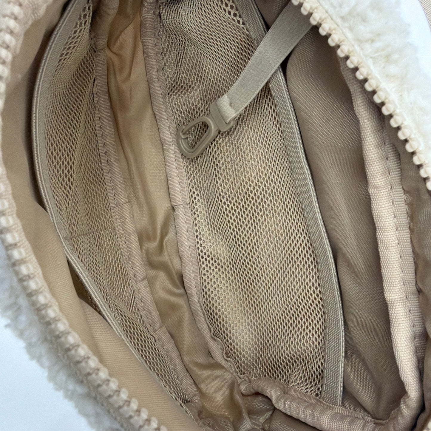 Lole Sherpa Fleece Belt Bag Tan Cream Crossbody Waist Pack