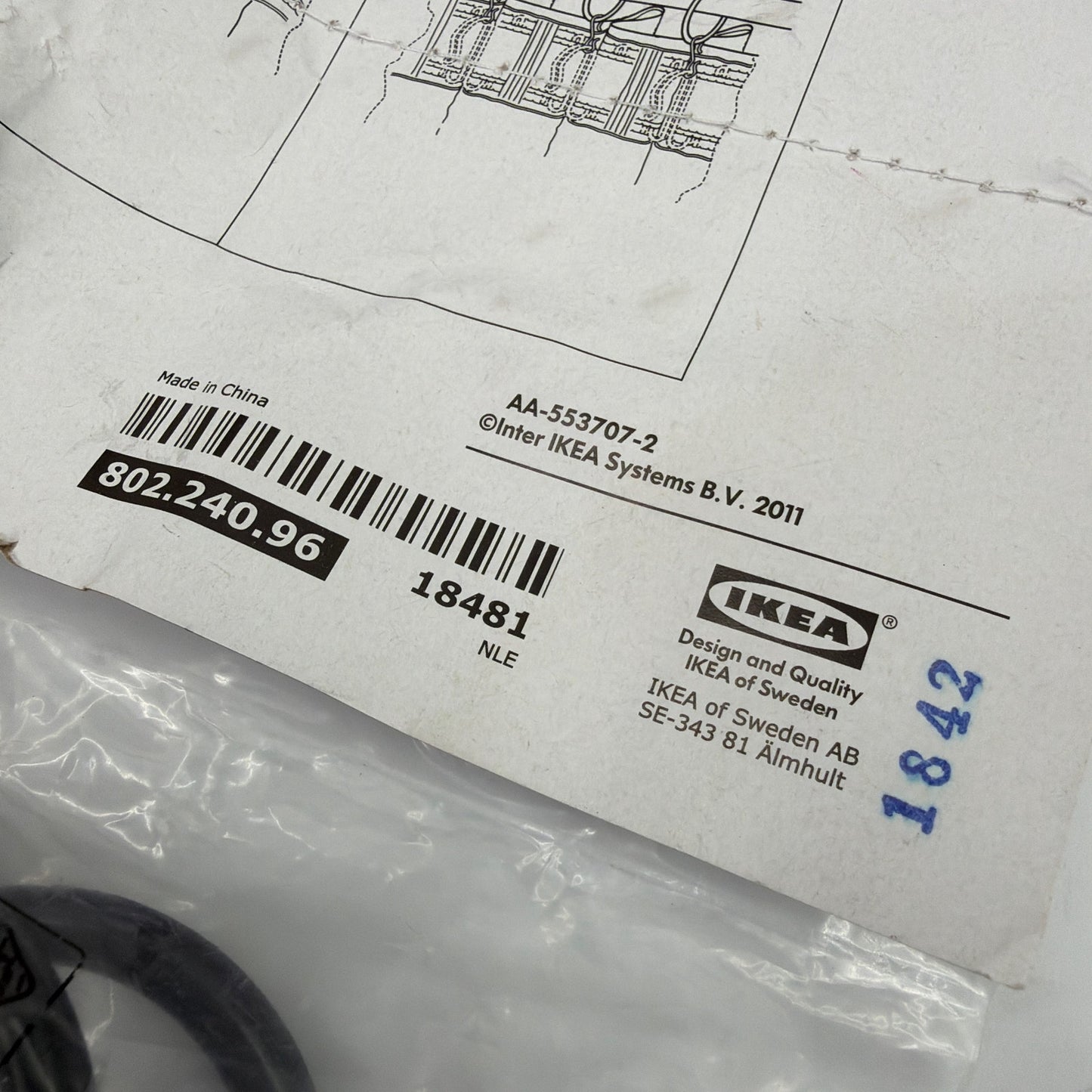 Lot of 2 IKEA SYRLIG Curtain Rings with Clips & Hooks Black 38 mm 802.240.96