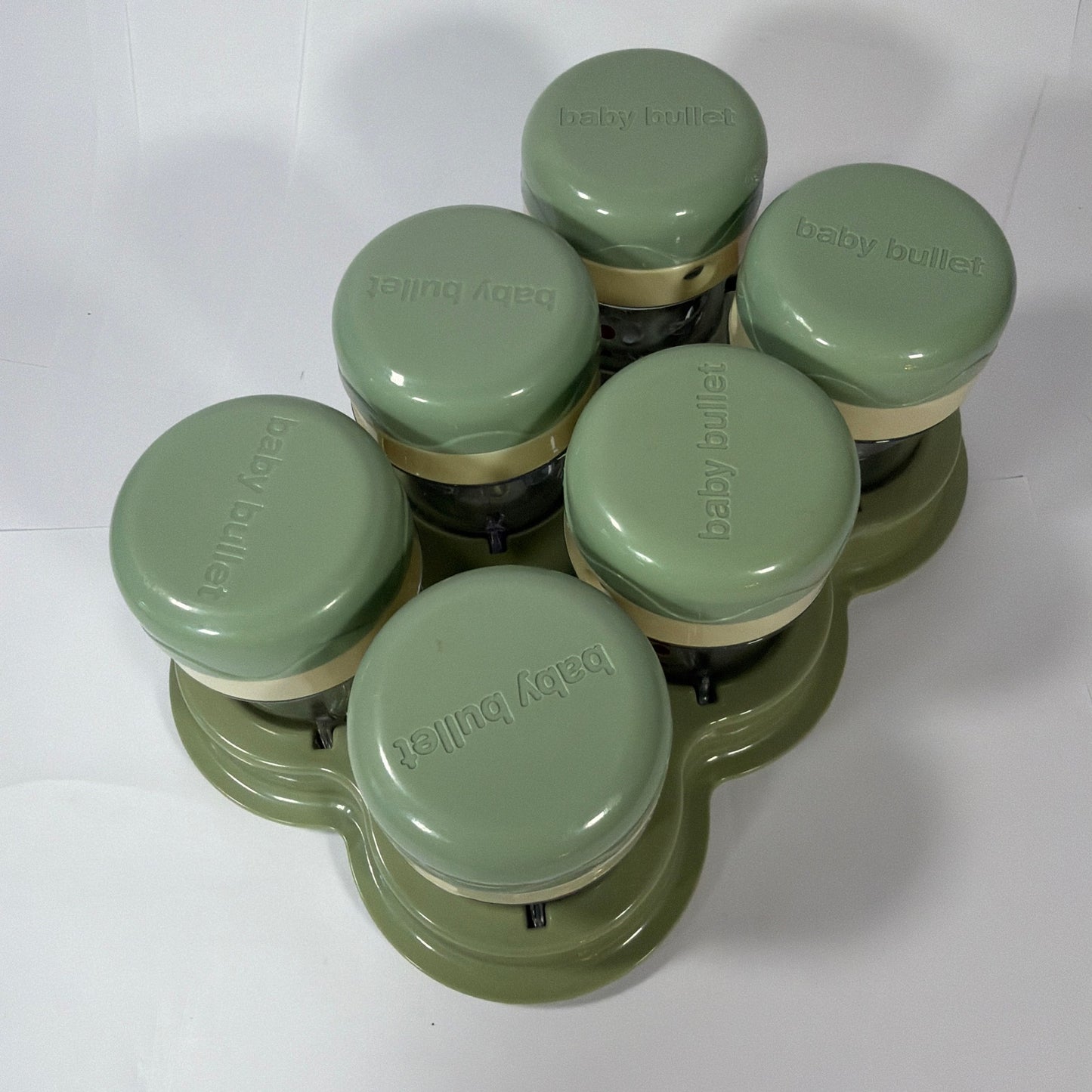 Baby Bullet Baby Food Storage Cups Set of 6 with Tray Green/Cream