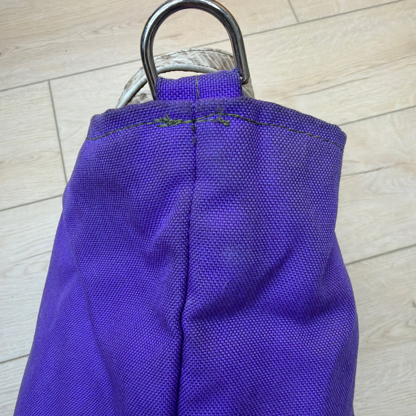 Laurel Dasso Purple Woven Tote Bag Croc Embossed Leather Trim 16x10x7
