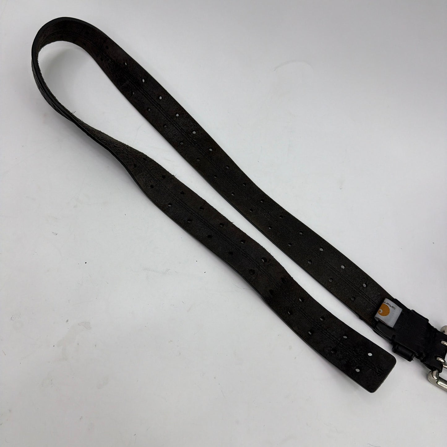 Carhartt Black Leather Belt Size 34 Double-Prong Buckle