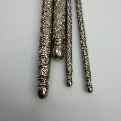 Ornate Silver-Tone Metal Nutcracker Set with 2 Picks