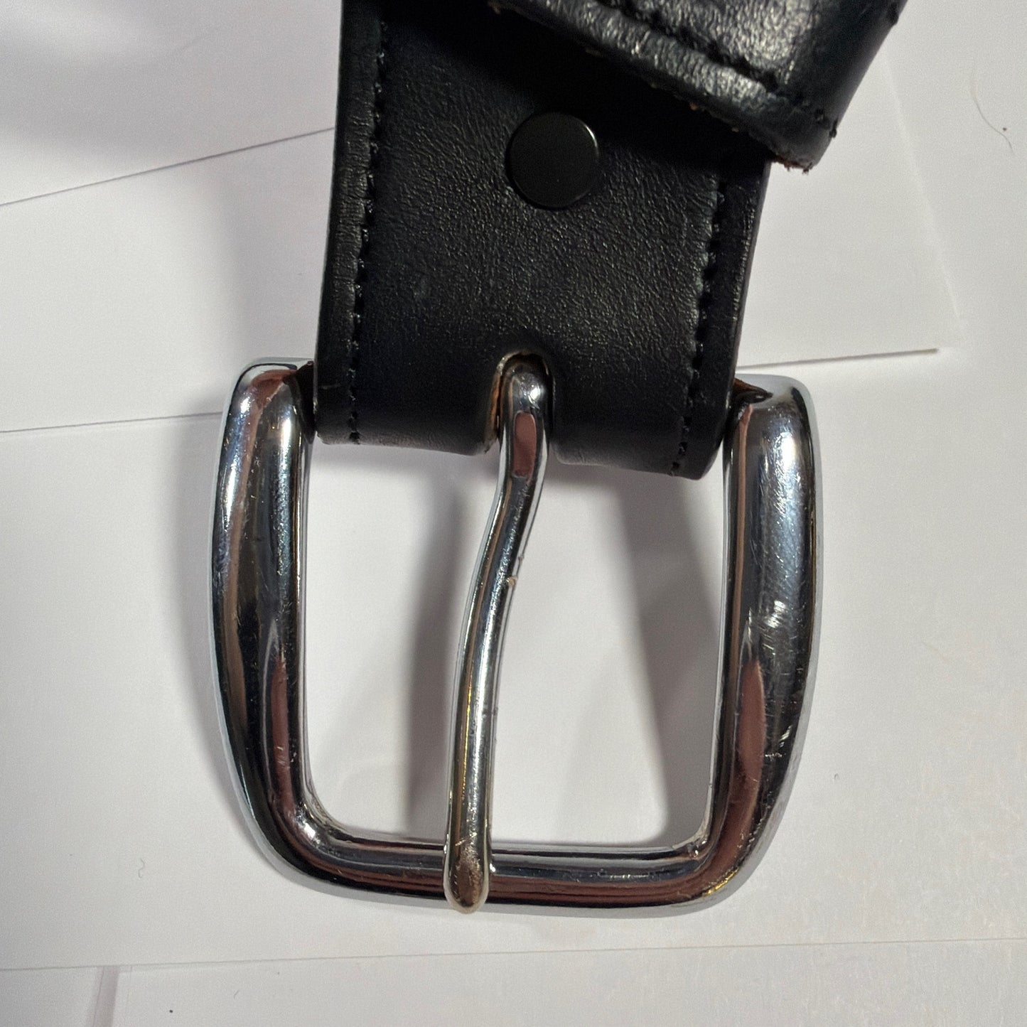 Tory Burch Black English Bridle Leather Belt Size 28 Solid Brass Buckle