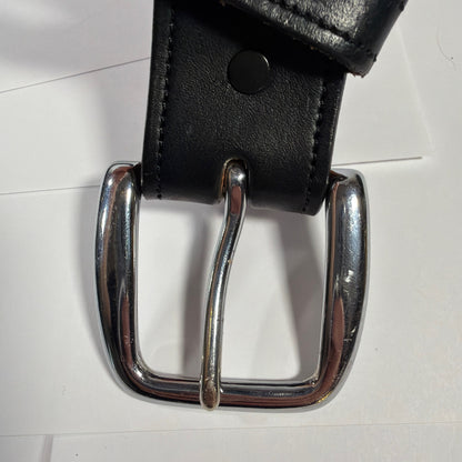Tory Burch Black English Bridle Leather Belt Size 28 Solid Brass Buckle