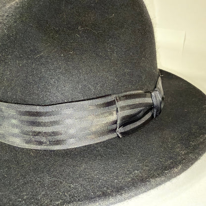 Steve Harvey Collection Black Wool Fedora Hat Large Made in USA