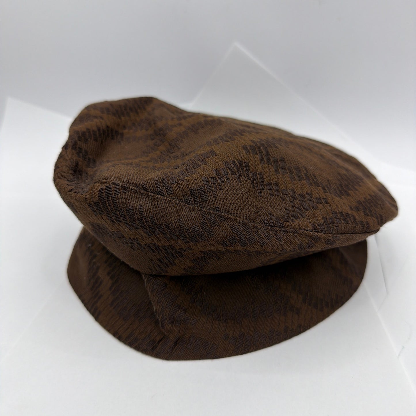 Philippe Guestault Paris Brown Woven Checkerboard Newsboy Baker Boy Cap