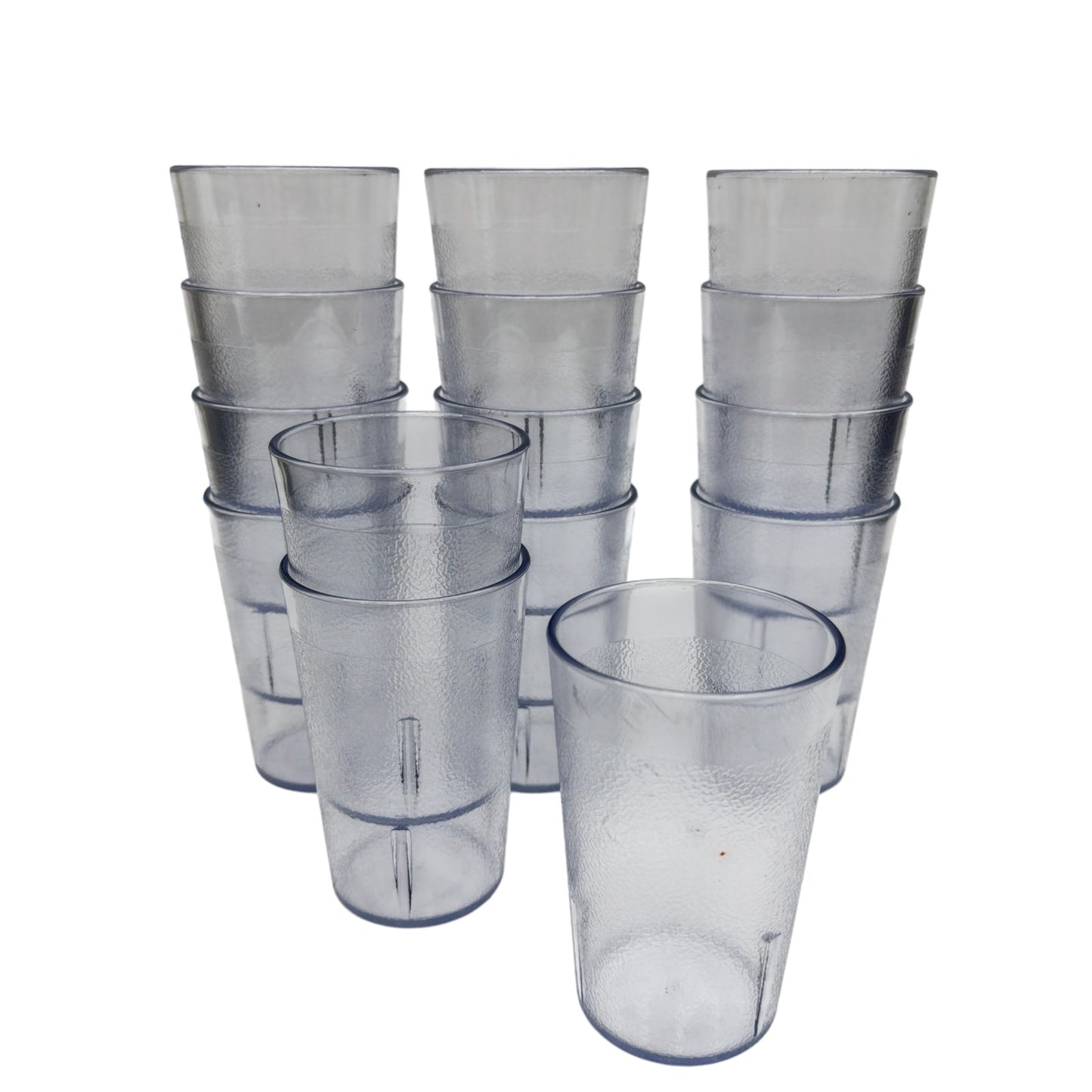 Cambro Clear Textured Plastic Tumblers Lot of 15 4 in Tall Made in USA