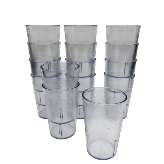 Cambro Clear Textured Plastic Tumblers Lot of 15 4 in Tall Made in USA