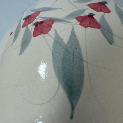Vintage Ceramic Table Lamp Base Blue Heart Floral Pattern 22.5 in