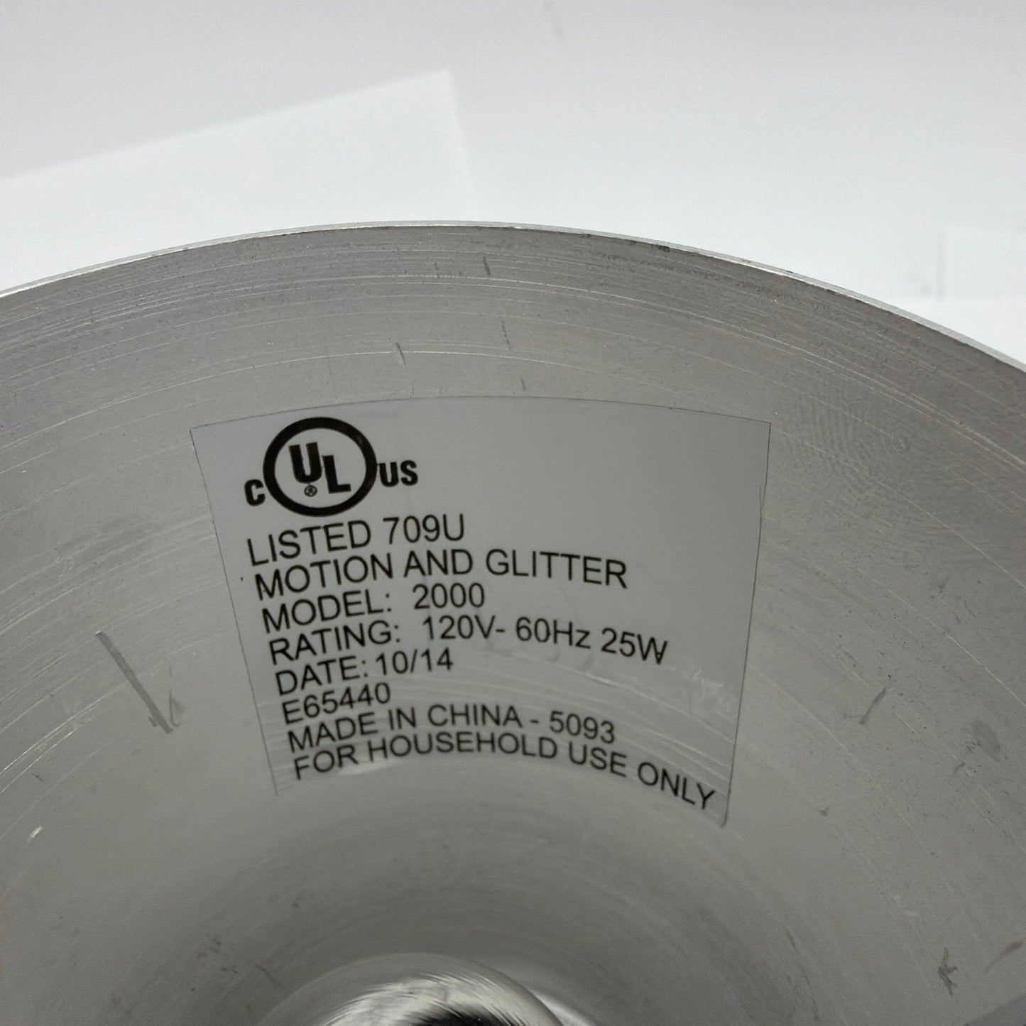 Silver Motion and Glitter Lamp Model 2000 6 Inch Tested Working