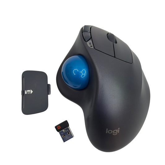Logitech M570 Wireless Trackball Mouse Black Blue with USB Receiver