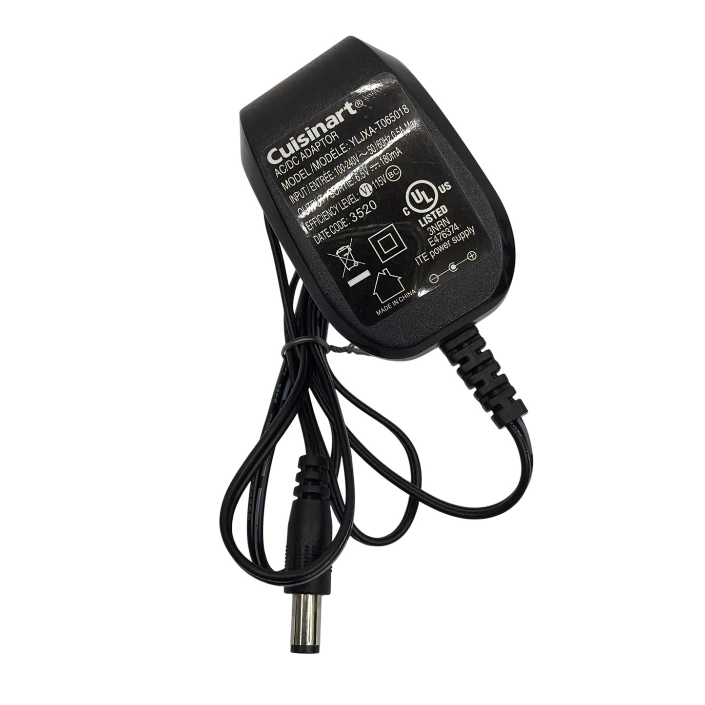 Cuisinart YLJXA-T065018 AC/DC Adapter 6.5V 180mA Power Supply