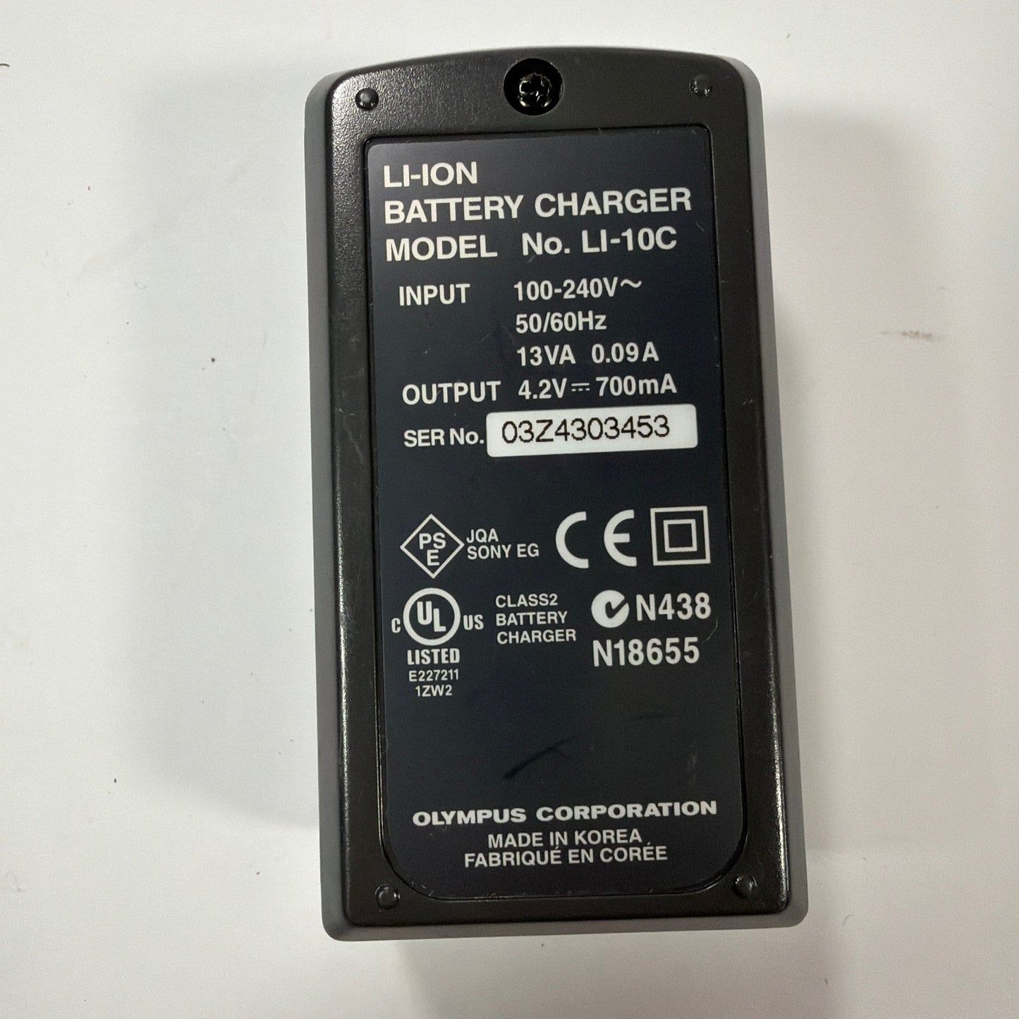 Olympus LI-10C Li-Ion Battery Charger with Power Cord Tested Working