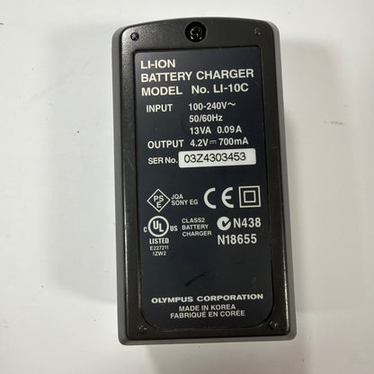 Olympus LI-10C Li-Ion Battery Charger with Power Cord Tested Working