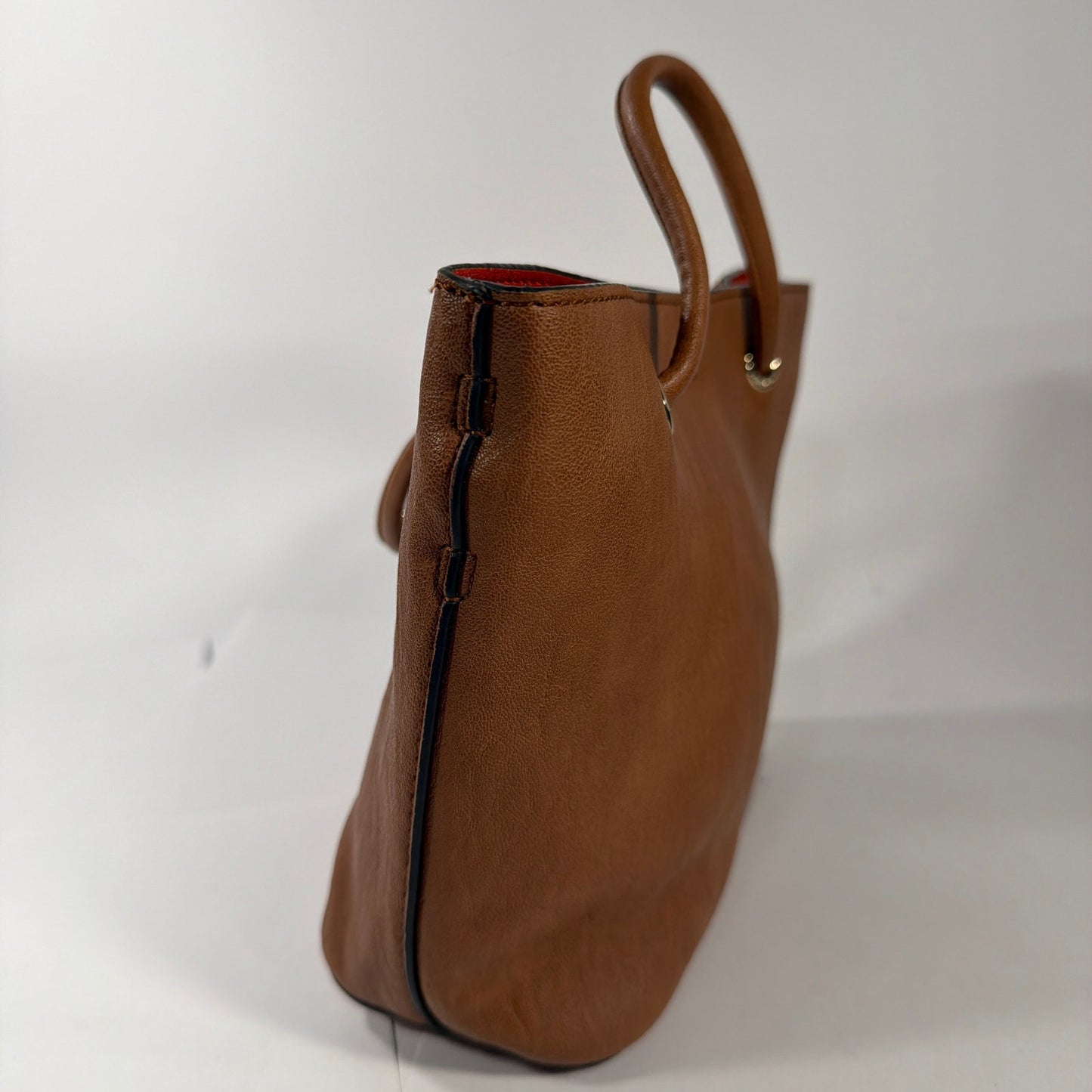 Calvin Klein Brown Tote Handbag with Orange Interior Approx 9 x 7 x 3
