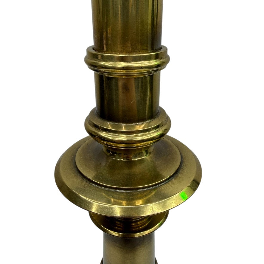 Vintage Stiffel Brass Torch Flame 33" Table Lamp w/ Harp & Finial