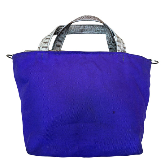 Laurel Dasso Purple Woven Tote Bag Croc Embossed Leather Trim 16x10x7